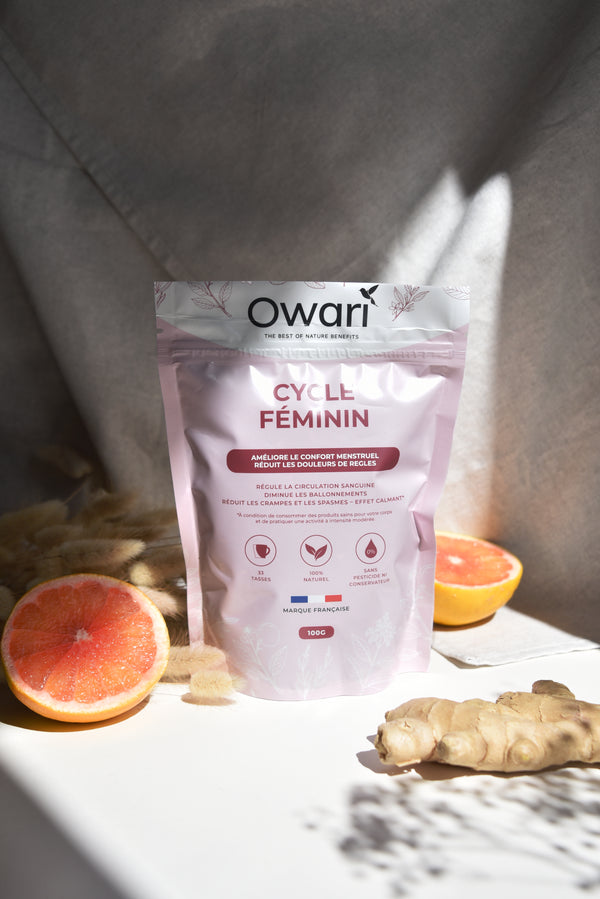 Cycle féminin - plantes - OWARI - règles douloureuses - menstruations - made in France - sans pesticide - sans conservateur 